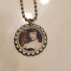 *SOLD* Bettie Page Pinup pendant on ball chain